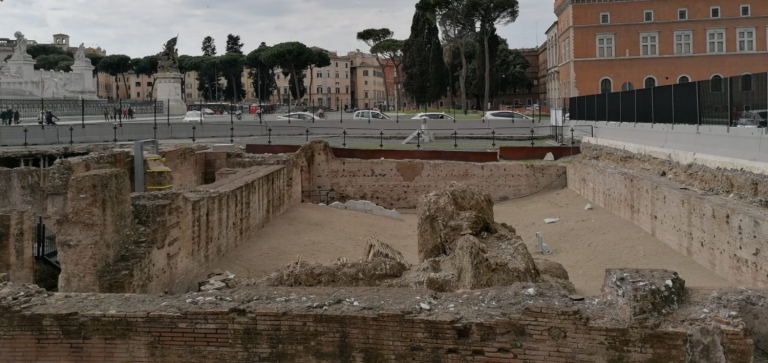 An archaeological site at Piazza Venezia. Hadrian’s Auditoria